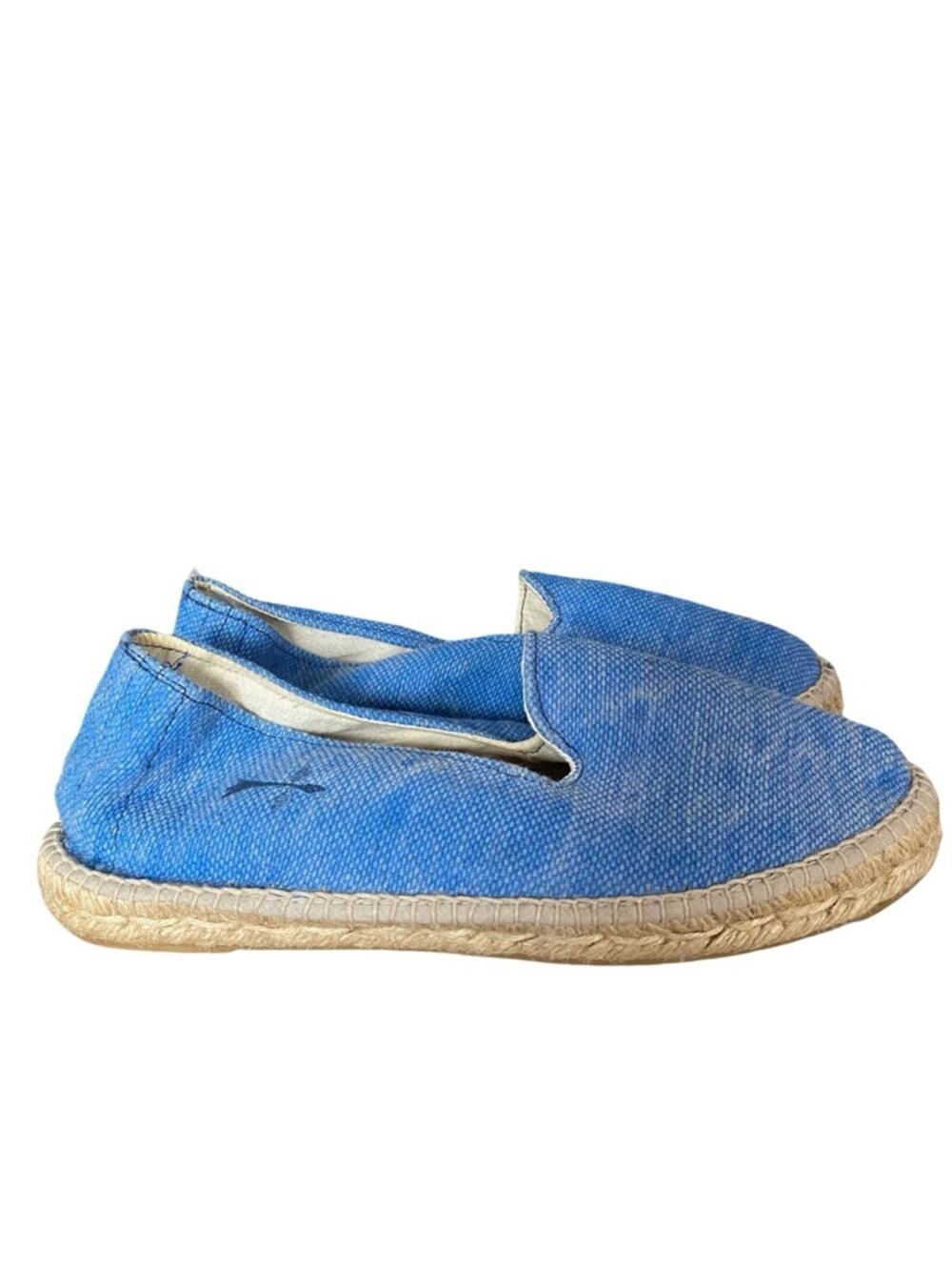 Manebi Distressed Blue Canvas Espadrille Slip-On Shoes size 39 US 9
